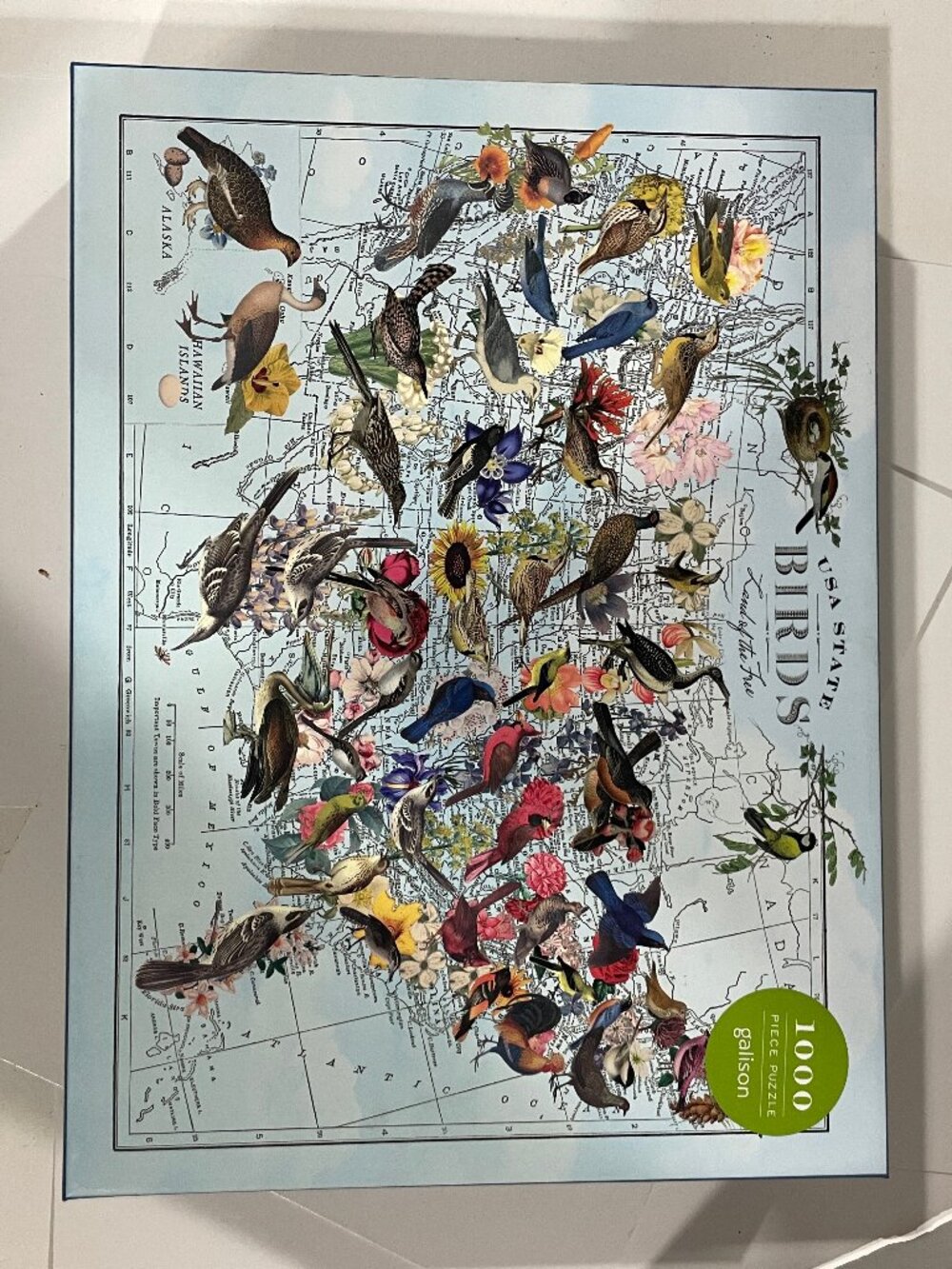 NOB Gallison Map of USA State Birds 1000 PC Jigsaw Puzzle Wendy Gold Sealed Bag